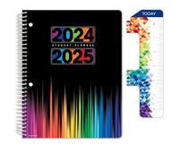Global Datebooks Planificateur daté pour année scolaire 2024-2025 avec règle/marque-page et autocollants de planification (style matrice - 17,8 x 22,9 cm - Couleurs noires)