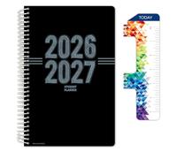 Global Datebooks Planificateur scolaire 2026-2027 pour collège et lycée, 14 x 21,6 cm, planificateur académique daté hebdomadaire et mensuel grand avec règle/marque-page et autocollants, pour devoirs