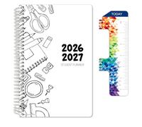 Global Datebooks Planificateur scolaire 2026-2027 pour collège et lycée, 14 x 21,6 cm, planificateur académique daté hebdomadaire et mensuel avec règle/marque-page et autocollants, pour devoirs, style