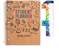 Global Datebooks Planificateur scolaire 2026-2027 pour collège et lycée, 21,6 x 27,9 cm, planificateur académique daté hebdomadaire et mensuel avec règle/marque-page et autocollants, idéal pour les