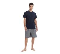 GLOBAL Ensembles de Pyjama Homme Court Vetements De Nuit 100% Coton T-Shirt avec Short Classique à Carreaux,Gris,L