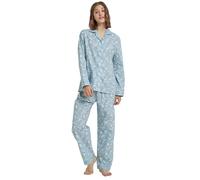 GLOBAL Ensembles de Pyjama pour Femme 100% Coton Vêtements de Nuit Manches Longues Boutonné Pantalon Taille élastiquée Cordon de Serrage,Motif Cachemire Vert,3XL