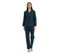 GLOBAL Femme Pyjama Flanelle Manches Long Ensembles de Pyjama Coton Chemises de Nuit Bouton Chaleureux Vêtements de Nuit Confortable Grün XL