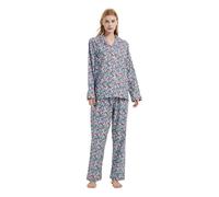 GLOBAL Femme Pyjama Flanelle Manches Long Ensembles de Pyjama Coton Chemises de Nuit Bouton Chaleureux Vêtements de Nuit Confortable,l'art des Graffitis,M