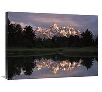 Global Gallery Grand Teton Range and Cloudy Sky at Schwabacher Landing, Reflected in The Water, Grand Teton National Park, Wyoming-Canvas Art - 81,3 x 61 cm