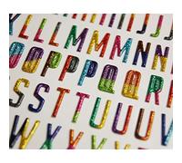 Global Gift 104 Autocollants réutilisables - Relief 3D - Alphabet - Multicolore - Paillettes