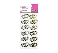 Global Gift 12 Autocollants 3D - Coeurs dorés et argentés