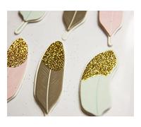 Global Gift 12 Autocollants 3D - Plumes - Paillettes