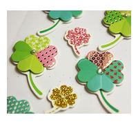 Global Gift 13 Autocollants 3D - Trèfles à 4 Feuilles - Paillettes