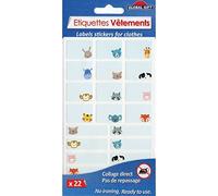 Global Gift 22 Etiquettes Textiles - Petits Animaux - Non thermocollantes - 2 formats