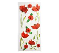 Global Gift Autocollants en Relief à Paillettes - Fleurs Rouges