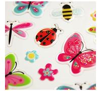 Global Gift Autocollants - Papillons à Paillettes - Époxy Transparent - 2,2 cm