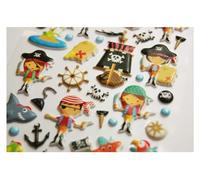 Global Gift Autocollants réutilisables - Relief 3D - Enfants Pirates - Paillettes