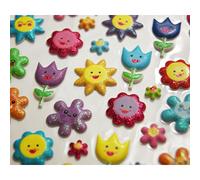 Global Gift Autocollants réutilisables - Relief 3D - Fleurs - Paillettes