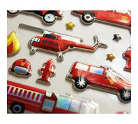 Global Gift Autocollants réutilisables - Relief 3D - Pompiers - Effet métallique