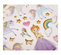 Scène à décorer pour enfants - Princesse & Licornes - Stickers Puffies