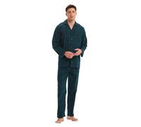 GLOBAL Homme Pyjama Flanelle Ensembles de Pyjama Homme Coton Vêtements de Nuit Haut Deux Pièces Chaud Pyjama Sets Boutonnés à Manches Longues Loungewear,3XL