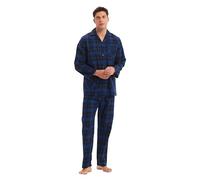 GLOBAL Homme Pyjama Flanelle Ensembles de Pyjama Homme Coton Vêtements de Nuit Haut Deux Pièces Chaud Pyjama Sets Boutonnés à Manches Longues Loungewear,3XL