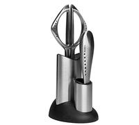 Global Lot de 3 ciseaux de cuisine, éplucheur et support GS-104