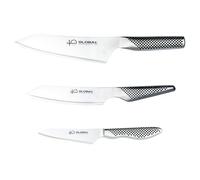 Global Lot de 3 couteaux de cuisine en édition limitée 40e anniversaire, 2 couteaux de chef orientaux et couteau Kiritsuke, lames en acier inoxydable japonais de qualité supérieure, fabriqué au Japon