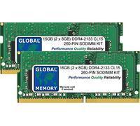 GLOBAL MEMORY 16Go (2 x 8Go) DDR4 2133MHz PC4-17000 260-PIN SODIMM MÉMOIRE RAM KIT pour Ordinateurs Portables