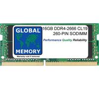 GLOBAL MEMORY 16Go DDR4 2666MHz PC4-21300 260-PIN SODIMM MÉMOIRE RAM pour Ordinateurs Portables