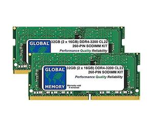GLOBAL MEMORY 32Go (2 x 16Go) DDR4 3200MHz PC4-25600 260-PIN SODIMM MÉMOIRE RAM KIT pour Ordinateurs Portables