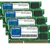 GLOBAL MEMORY 32Go (4 x 8Go) DDR3 1333MHz PC3-10600 204-PIN SODIMM MÉMOIRE RAM KIT pour Ordinateurs Portables