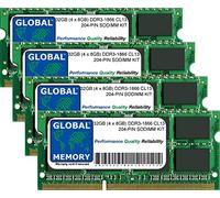 GLOBAL MEMORY 32Go (4 x 8Go) DDR3 1866MHz PC3-14900 204-PIN SODIMM MÉMOIRE RAM KIT pour Ordinateurs Portables