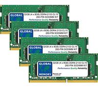 GLOBAL MEMORY 32Go (4 x 8Go) DDR4 2133MHz PC4-17000 260-PIN SODIMM MÉMOIRE RAM KIT pour Ordinateurs Portables