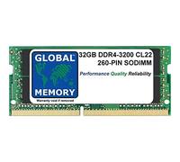 GLOBAL MEMORY 32Go DDR4 3200MHz PC4-25600 260-PIN SODIMM MÉMOIRE RAM pour Ordinateurs Portables