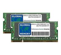 GLOBAL MEMORY 8Go (2 x 4Go) DDR2 667MHz PC2-5300 200-PIN SODIMM MÉMOIRE RAM KIT pour Ordinateurs Portables