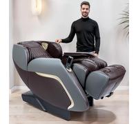 GLOBAL RELAX® | Ananda Fauteuil de Massage 2D+ I Brun | Masseur avec 12 programmes I Pressothérapie | Dimmable | Technologie Prestige | Son 3D | Bluetooth | USB