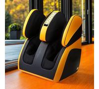 GLOBAL RELAX® | VITALZEN PLUS Masseur Électrique pour Pieds, Jambes, Cuisses et Genoux | Jaune I 3 Intensités et modes de massage I Compression I Chaleur | Soulage la douleur | Relaxation
