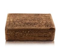 Global Village Bazaar Décoratif boîte à bijoux, arbre de vie sculpture en bois - Boîte au trésor - Organisateur de bijoux - Boîte à montre, Idée cadeau faites à la main -Antiquité,20 x 12 x 6 cms
