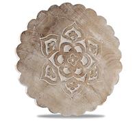 Global Village Bazaar Trivet en Bois Faite à la Main pour Plats Chauds, Assiettes et Porte-casseroles - Coussin Chauffant pour Cuisine et Table à Manger - résistante à la Chaleur -Blanc,20 cms