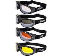 Global Vision Eliminator ANSI Z87.1 Lot de 4 paires de lunettes de moto rembourrées anti-buée avec verres transparents et rétroviseurs jaunes
