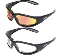 Global Vision Hercules Plus Lot de 2 paires de lunettes de soleil de sécurité Monture noire Verres miroir rouges + verres transparents