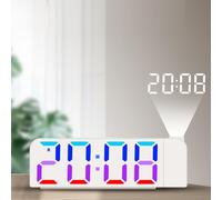 GLOBALHUT Horloges à projection pour chambre à coucher - Rotation à 180 ° - Projecteur LED - Réveil avec double alarme
