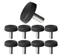 GLOBALHUT Lot de 10 pieds de meubles réglables M6 M8 pour M10 - Base en plastique noir - Hauteur élévatrice pour armoire, table, établi (M10 x 35 x 25 mm)