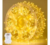 GlobaLink 25M Guirlande Lumineuse à Piles, 500Leds 8 Modes Lumière Sapin de Noël Chronométré IP44 Guirlande Lumineuse Intérieur et Extérieur pour Jardin, Balcon,Terrasses et Arbre de Noël-blanc chaud