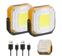 Globalink Baladeuse LED Mecanicien-Lot de 2 | Lampe de Travail LED Rechargeable 1200lm, Imperméable Lampe LED Aimantée Aimantée pour Bureau, Camping, Chantier, Mecanicien