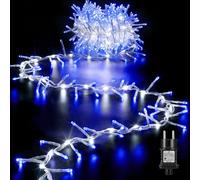 GlobaLink Guirlande Lumineuse de Noël, 10M 500LED 2 Mode Guirlande Lumineuse Effet Cascade Fluide Bleu & Éclairage Fixe avec Mémoire pour Décoration Extérieure Jardin Balcon Toit Sapin-Bleu