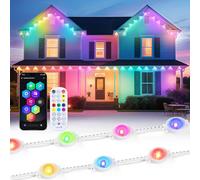 GlobaLink Guirlande Lumineuse Permanente 15M 30LED - DIY RGBIC Intelligente Guirlande LED Extérieure Étanche, Contrôle APP & Télécommande Modes Musique pour Toit, Gouttière, Jardin, Terrasse, Fête