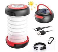 GlobaLink Lampe Lanterne Camping Solaire Pliante Rechargeable 2 en 1 Extérieur Pliante de Poche Télescopique Câble USB Batterie 3 Luminosité 800mAh Durée Max 12H pour Randonnée