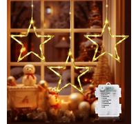 GlobaLink Lots de 3 Guirlande Lumineus de Étoile de Noël, 8 Modes Rideau Lumineux à Piles Fenêtre Décoration pour Intérieur et Extérieur Noël, Fête, Décoration, Mariage, Jardin, Balcon