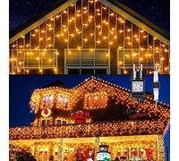 GlobaLink Rideau Lumineux, iP44 4 * 0.6M Rideau Lumineux Exterieur Connectable 8 Modes Guirlande Lumineuse Led Chambre Rideau à Chaîne Fenêtres,Balcons,Noël,Fête,Bar