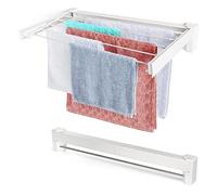 Globalmix Étendoir mural rétractable et pliable, Séchoir à linge mural pliable pour intérieur ou extérieur - Design compact et peu encombrant GH109