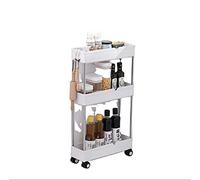 Globalmix GH202 Chariot de rangement multifonction avec roulettes 3 niveaux, 62 x 40 x 12 cm, blanc