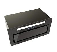 GLOBALO Hotte aspirante de cuisine encastrable, ventilateur plat, avec éclairage, largeur 59,6 cm, 4 niveaux de puissance, verre trempé et acier, Classe Énergétique B Loteo 60.4 Plus Noir